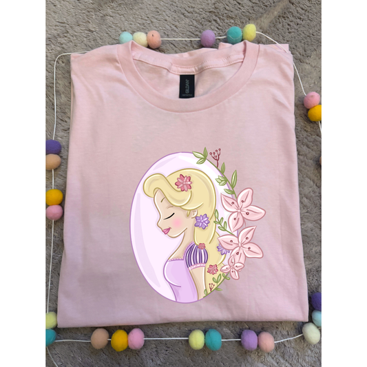Rapunzel Princess Tower Inspired Printed T-Shirt, Princess Movie, Golden Hair Princess- Adults & Kids Sizes - Cotton T-Shirt