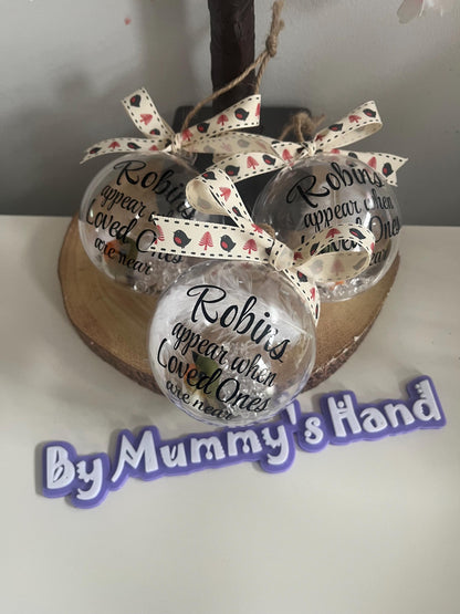 Robin Bauble, Lost Loved Ones Bauble, Personalised Handmade Christmas Tree Bauble, Robin Lost Loved One, Memorial Bauble