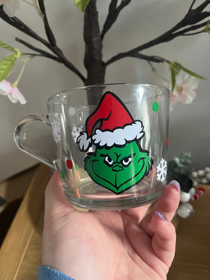 Personalised Glass Mug, Grinch Glass Mug, The Grinch Decor, The Grinch Movie, Glass Mugs
