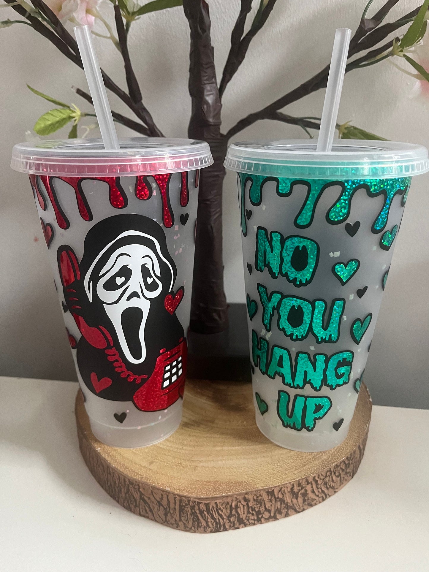 Scary Cold Cup, Scream Inspired Ghostface Cold Cup, No You Hang Up, Funny Quotes, 24oz Cold Cups
