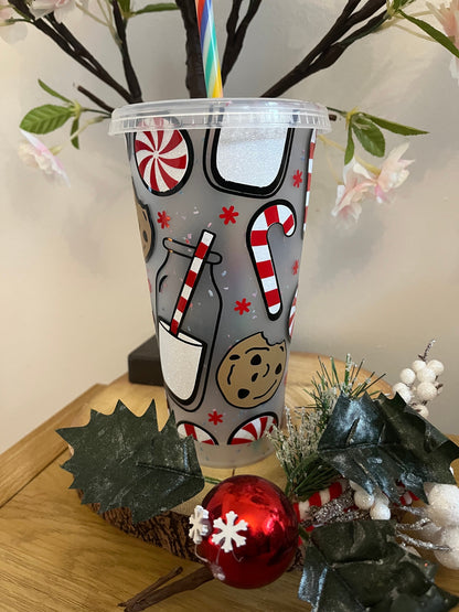 Personalised Cold Cups, Christmas Cookies and Milk Cold Cup Tumbler, Colour Changing Cold Cups, Christmas Decor, Christmas Movie