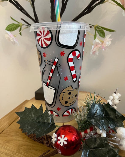 Personalised Cold Cups, Christmas Cookies and Milk Cold Cup Tumbler, Colour Changing Cold Cups, Christmas Decor, Christmas Movie