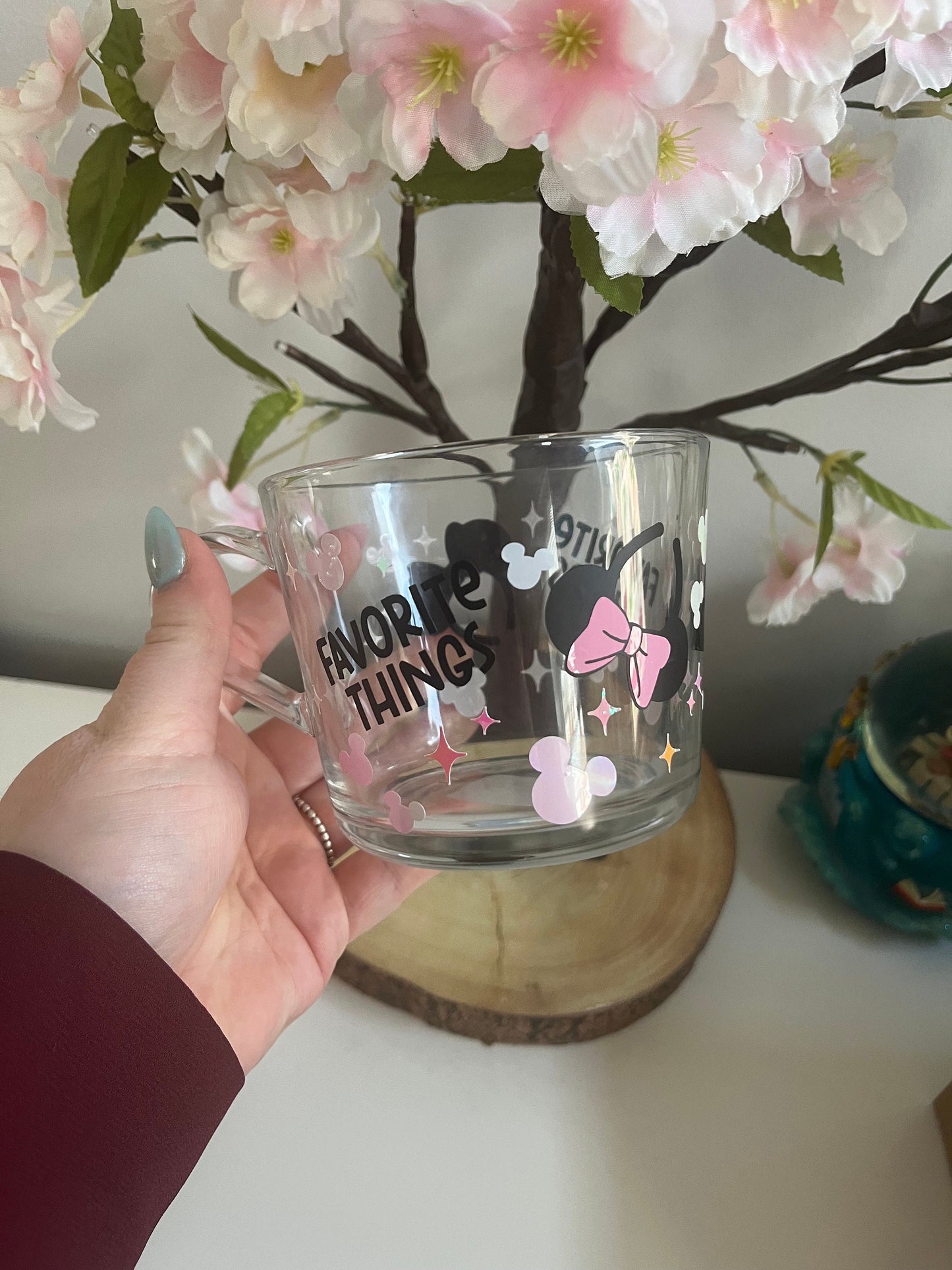 Personalised Glass Mug, Favourite Things Glass Mug, Inspired Decor, Disney Inspired Glass Mug, Glass Mugs