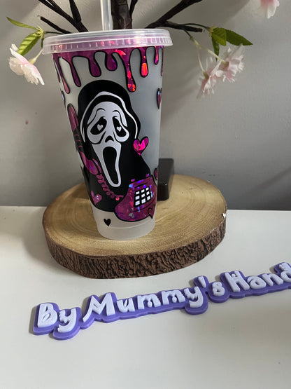 Scary Cold Cup, Scream Inspired Ghostface Cold Cup, No You Hang Up, Funny Quotes, 24oz Cold Cups