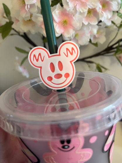 Mouse Head 3D Printed Straw Topper, Christmas Cup, Cold Cup Straw Topper, Christmas Mickey Head