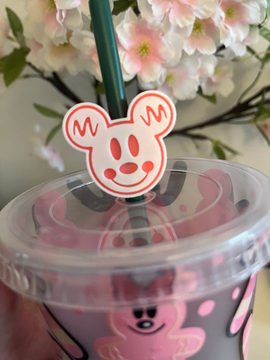 Mouse Head 3D Printed Straw Topper, Christmas Cup, Cold Cup Straw Topper, Christmas Mickey Head