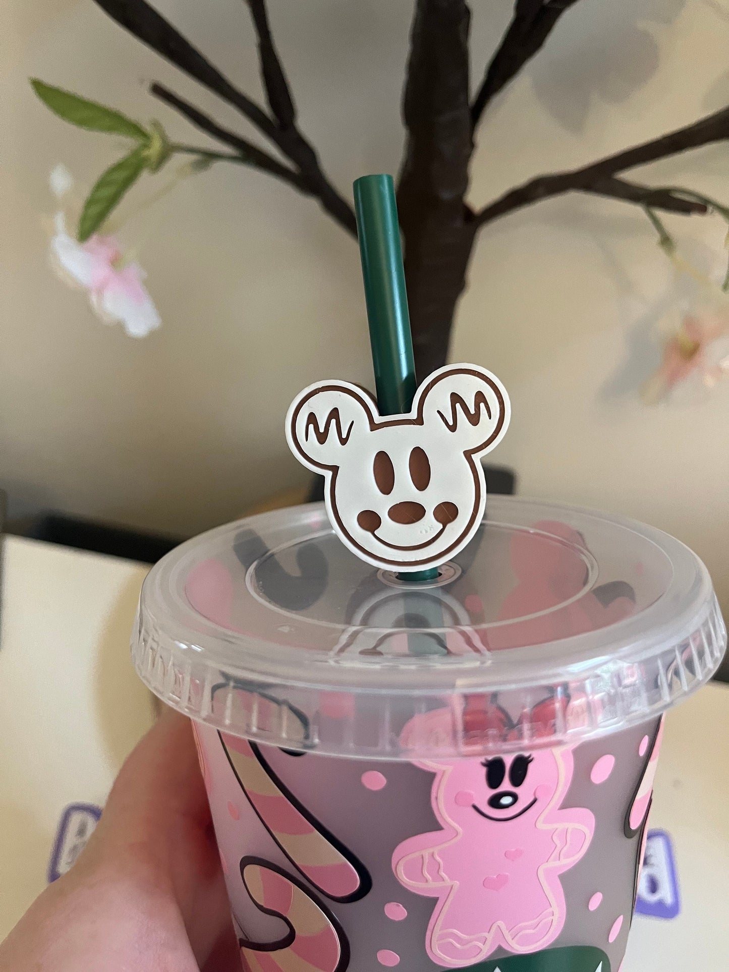 Mouse Head 3D Printed Straw Topper, Christmas Cup, Cold Cup Straw Topper, Christmas Mickey Head