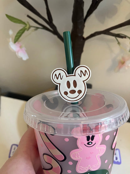Mouse Head 3D Printed Straw Topper, Christmas Cup, Cold Cup Straw Topper, Christmas Mickey Head