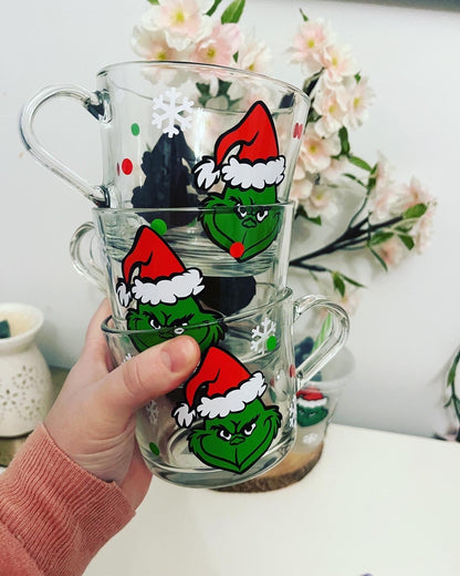 Personalised Glass Mug, Grinch Glass Mug, The Grinch Decor, The Grinch Movie, Glass Mugs