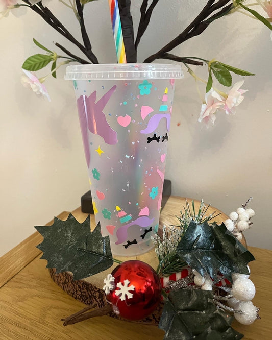 Children’s Cold Cups, Rainbow Unicorn Tumbler, Colour Changing Cold Cups, Unicorn Cold Cup, Childrens Cups