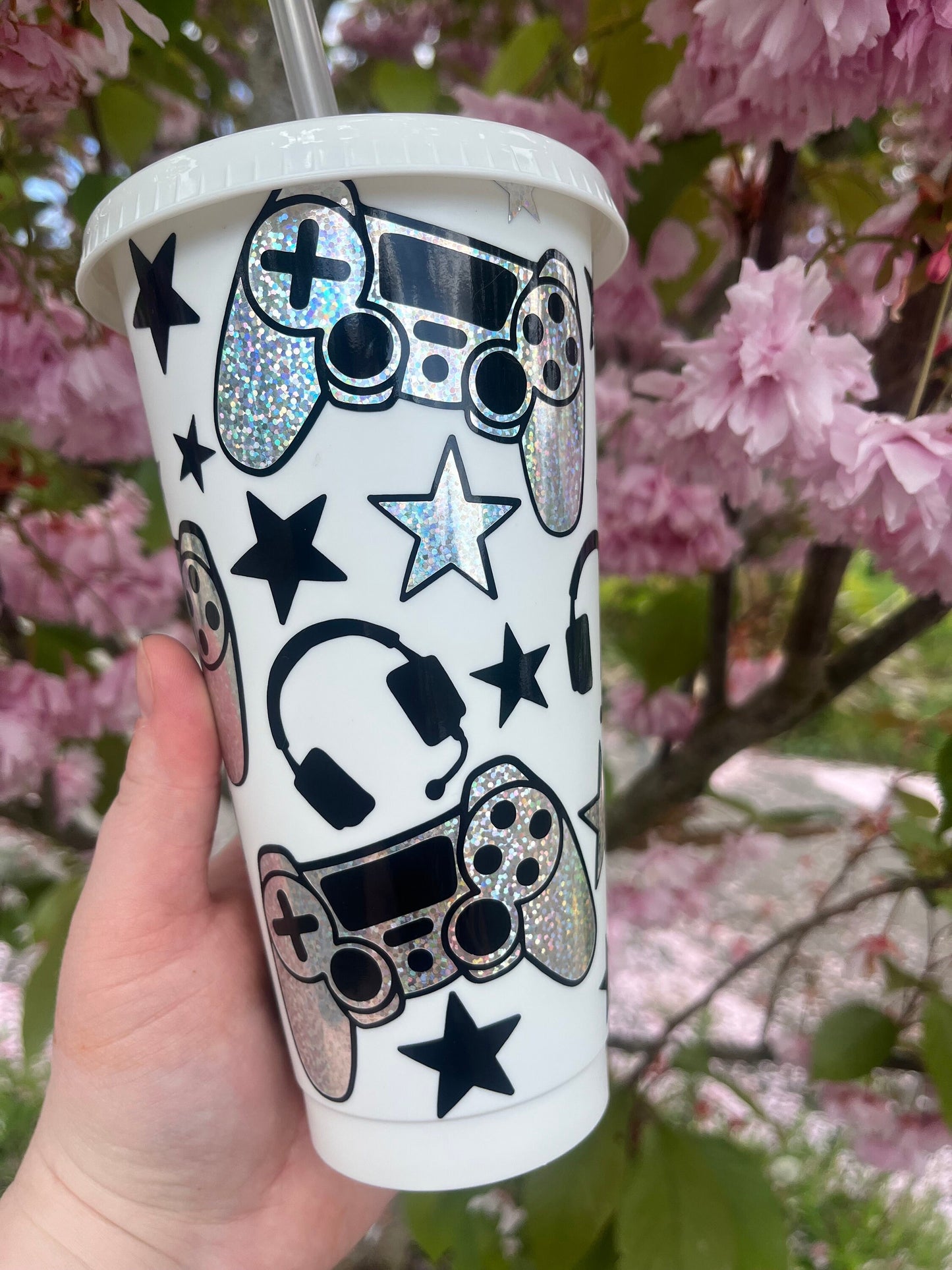 Gamer Theme, White Gamer Inspired Theme Tumbler, Gamer Era, Cold Cup, Summer Drinks Cup, Play Station Inspired Cup