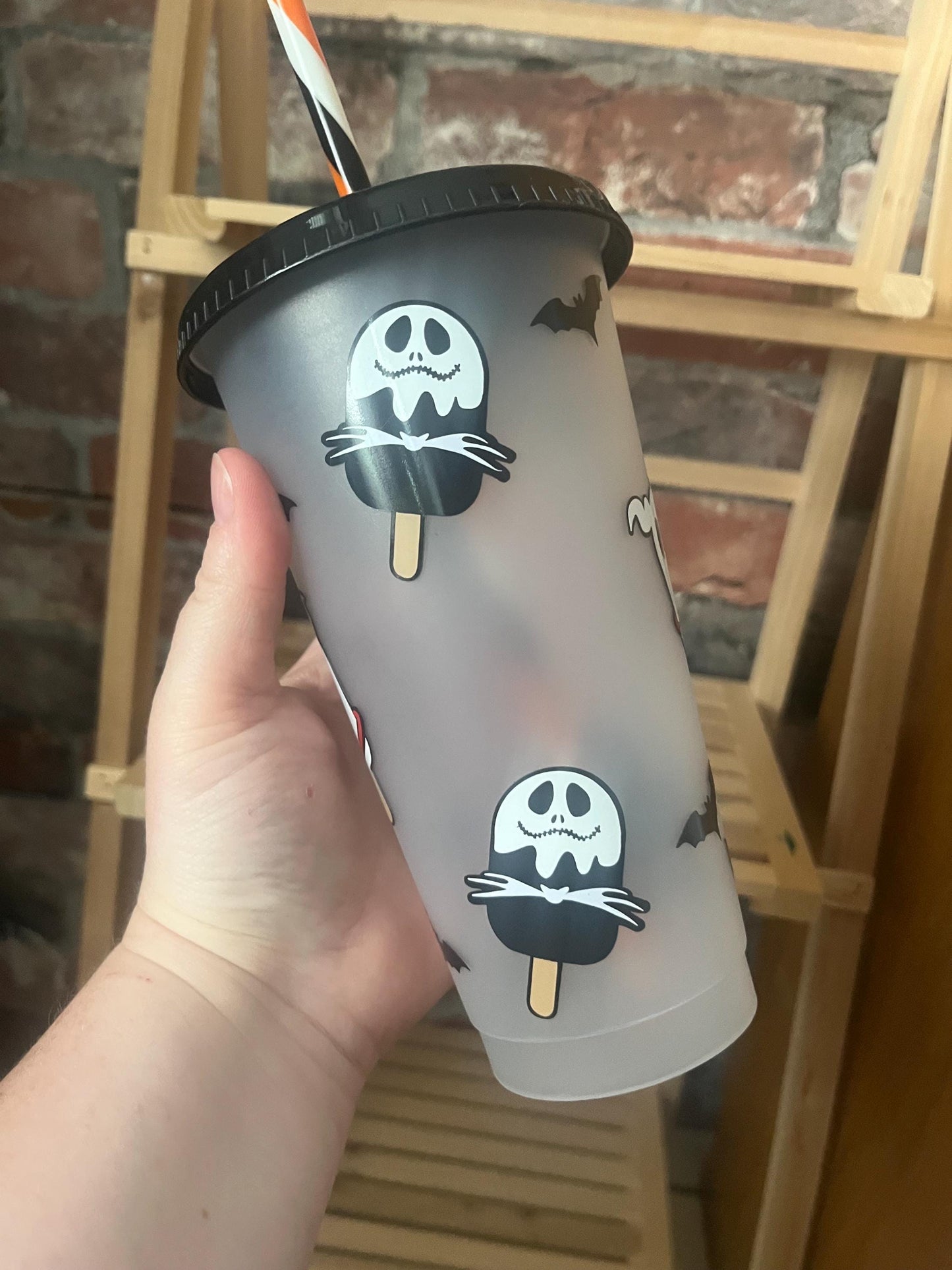 Personalised Cold Cups, Nightmare Before Christmas, Pumpkin King Cold Cup, Jack Skellington NBC Decor, Jack and Sally, Iced Latte