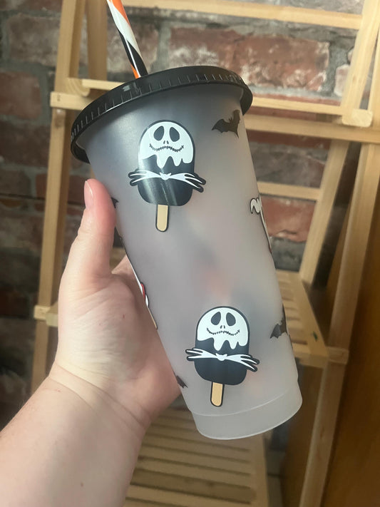 Personalised Cold Cups, Nightmare Before Christmas, Pumpkin King Cold Cup, Jack Skellington NBC Decor, Jack and Sally, Iced Latte