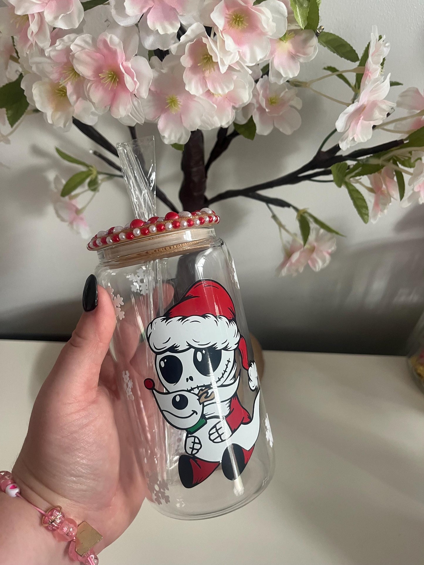 Personalised Can Glasses, Nightmare Before Christmas, Pumpkin King Cold Cup, Jack Skellington NBC Decor, Jack and Sally, Iced Latte,
