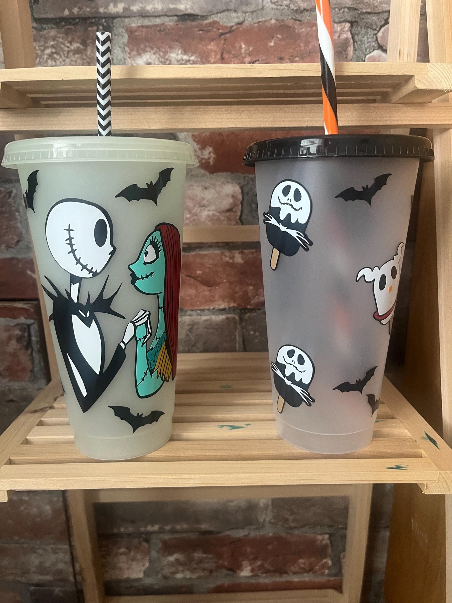 Personalised Cold Cups, Nightmare Before Christmas, Pumpkin King Cold Cup, Jack Skellington NBC Decor, Jack and Sally, Iced Latte
