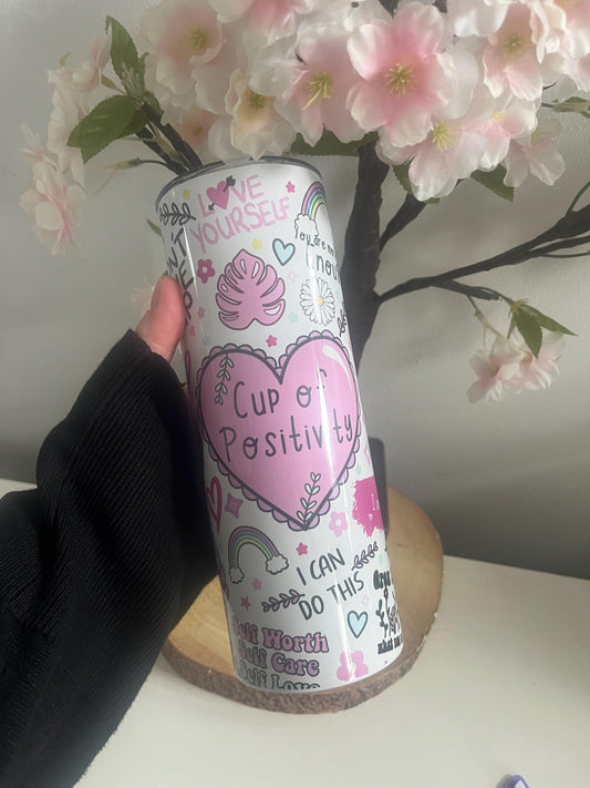 Positivity Tumbler, Positive Motivation, Mental Health Awareness, Self Love, Affirmations, Cup of Positivity, Handmade Tumbler, Thank You