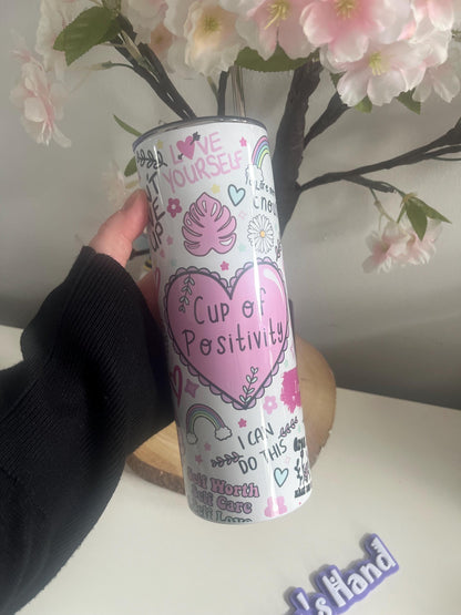 Positivity Tumbler, Positive Motivation, Mental Health Awareness, Self Love, Affirmations, Cup of Positivity, Handmade Tumbler, Thank You