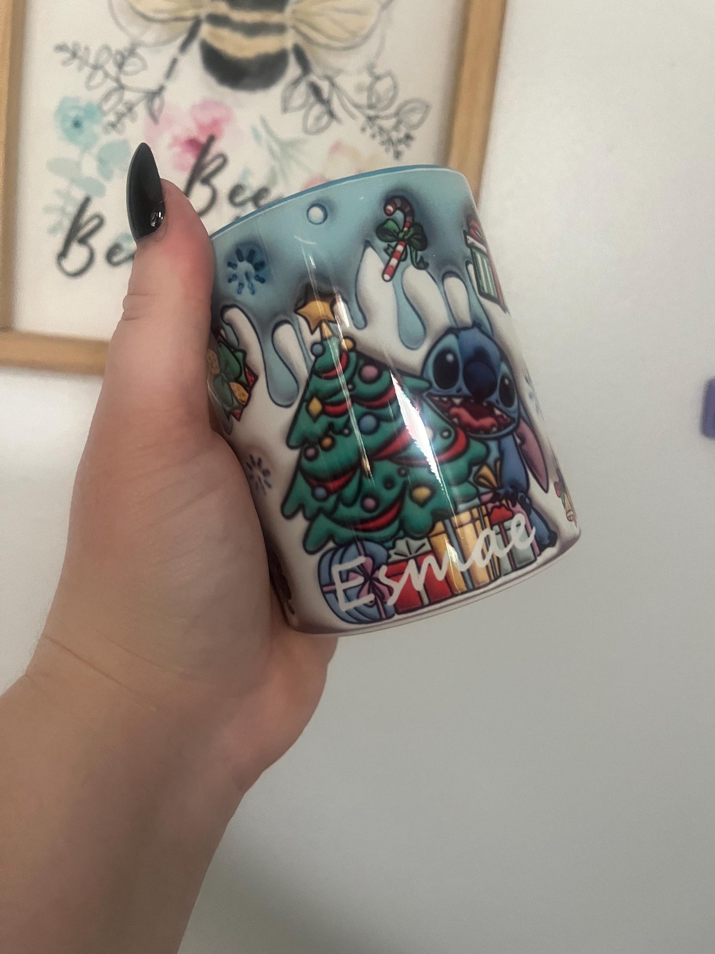 Christmas Stitch, Blue Alien, Christmas Mug, Hot Chocolate Mug, Personalised Mug, Christmas Movie Mug