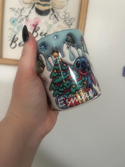 Christmas Stitch, Blue Alien, Christmas Mug, Hot Chocolate Mug, Personalised Mug, Christmas Movie Mug
