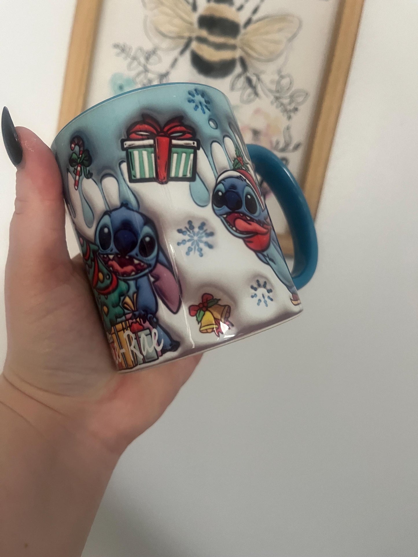 Christmas Stitch, Blue Alien, Christmas Mug, Hot Chocolate Mug, Personalised Mug, Christmas Movie Mug