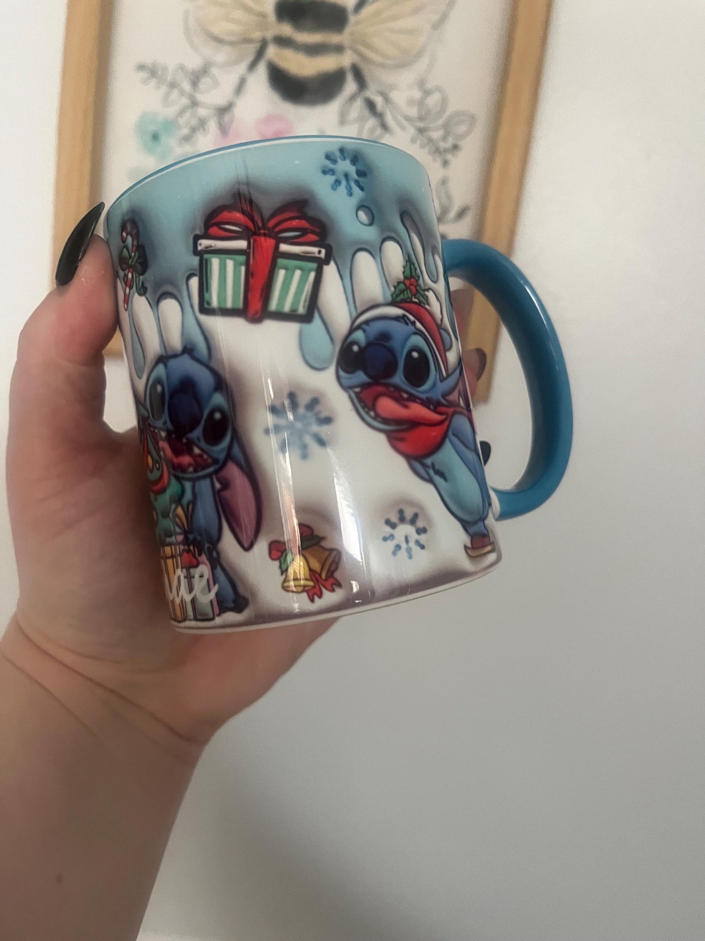 Christmas Stitch, Blue Alien, Christmas Mug, Hot Chocolate Mug, Personalised Mug, Christmas Movie Mug