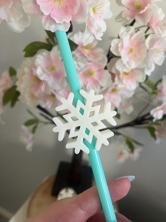 White Snowflake 3D Printed Straw Topper, Christmas Cup, Cold Cup Straw Topper, Cup Accessories, Tumbler Accessories