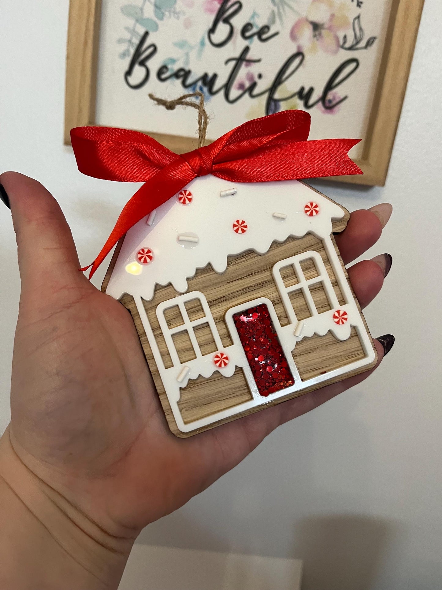 Handmade Christmas House, Gingerbread House, Christmas Decor, New House, First Christmas House Tree Decoration, Candy Cane Lane House