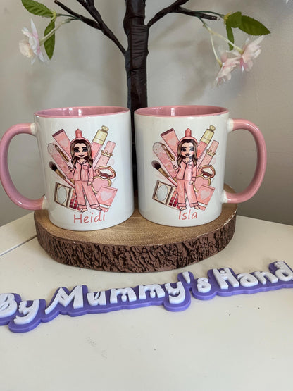 Make Up Girl Personalised Mug, Styled to your own Doll, PLouise Inspired, Make Up Theme, Christmas Gift