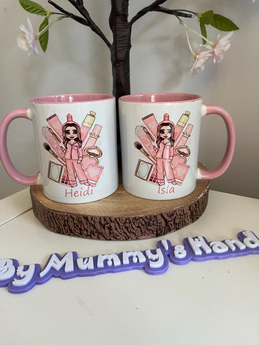 Make Up Girl Personalised Mug, Styled to your own Doll, PLouise Inspired, Make Up Theme, Christmas Gift