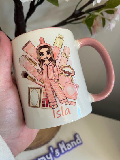 Make Up Girl Personalised Mug, Styled to your own Doll, PLouise Inspired, Make Up Theme, Christmas Gift