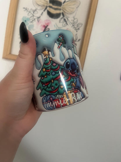 Christmas Stitch, Blue Alien, Christmas Mug, Hot Chocolate Mug, Personalised Mug, Christmas Movie Mug