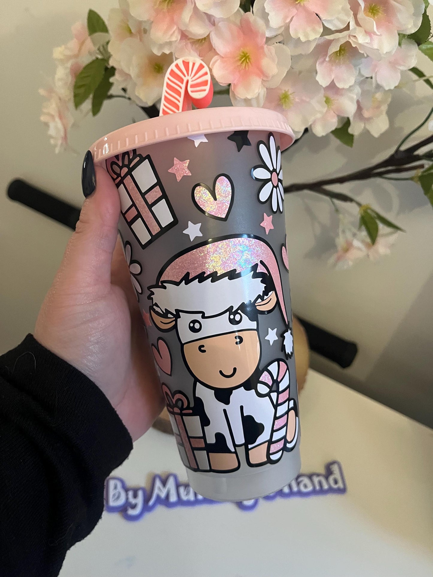 Personalised Cold Cups, Christmas Cow, Daisy Cow  Cold Cup Tumbler, Christmas Cold Cups, Christmas Decor, Christmas Stocking Filler