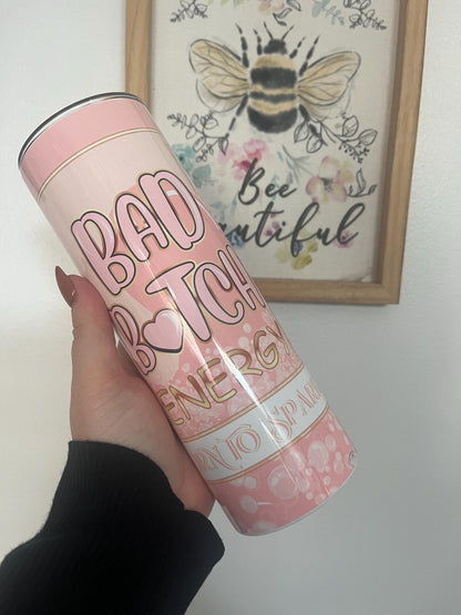 Bad B Energy 20oz Tumbler Cup, Birthday Gifts, Stainless Steel Tumbler, Hot and Cold Drinks Tumbler