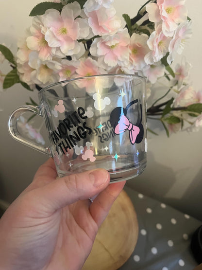 Personalised Glass Mug, Favourite Things Glass Mug, Inspired Decor, Disney Inspired Glass Mug, Glass Mugs
