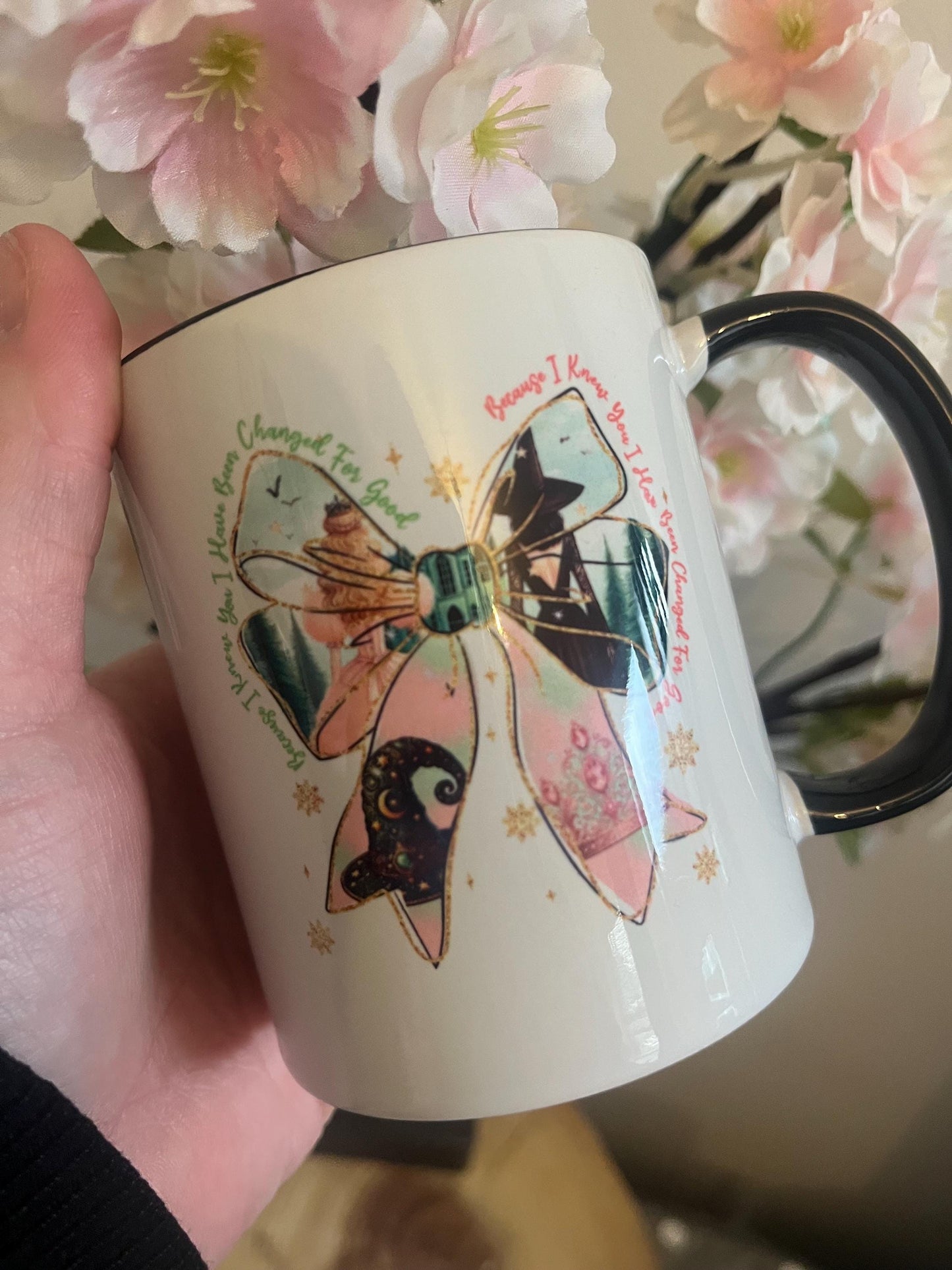 Good Witch, Bad Witch, For Good, Wicked Witch, Personalised Mug, Green Witch, Pink Witch, Wicked Inspired Mug, Bow Mug