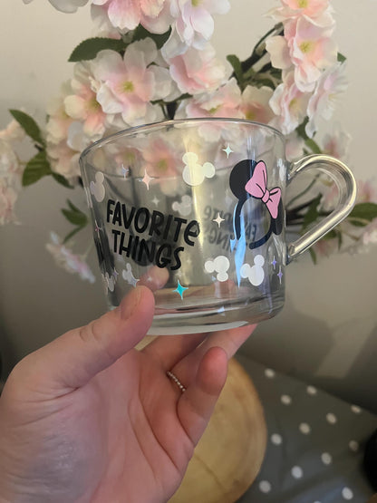 Personalised Glass Mug, Favourite Things Glass Mug, Inspired Decor, Disney Inspired Glass Mug, Glass Mugs