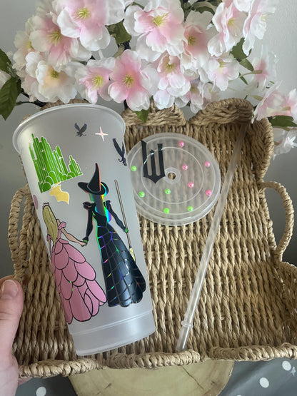 Wicked Witch, Good Witch, Wicked Witch Merch, Personalised Mug, Green Witch, Pink Witch, Wicked Inspired 24oz Cold Cup, Glinda, Elphaba
