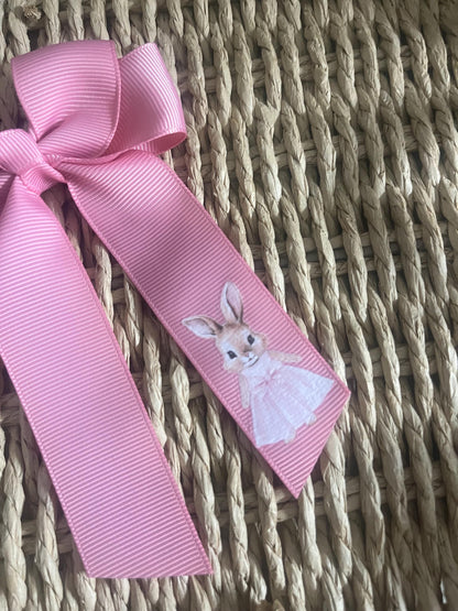 Pink Bunny Bows, Personalised Bunny Bow, Easter Bunny Bows, Personalised Name Bows