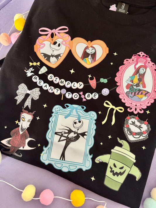 Skellington King Printed Black T-Shirt, Florida, Orlando, Jack and Sally, Zero, NBC - Adults & Kids Sizes - Cotton T-Shirt