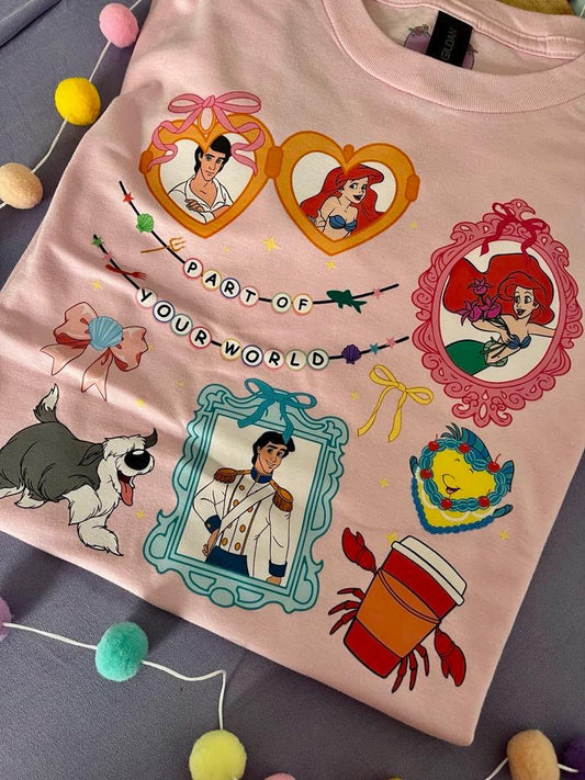 Mermaid Little Inspired Printed T-Shirt, Underwater, Little Mermaid, Ariel and Friends - Adults & Kids Sizes - Cotton T-Shirt