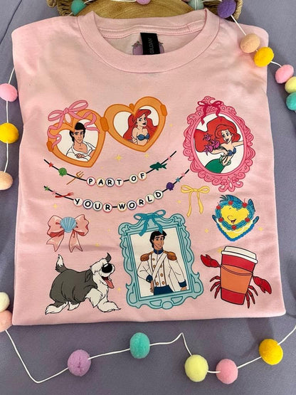Mermaid Little Inspired Printed T-Shirt, Underwater, Little Mermaid, Ariel and Friends - Adults & Kids Sizes - Cotton T-Shirt