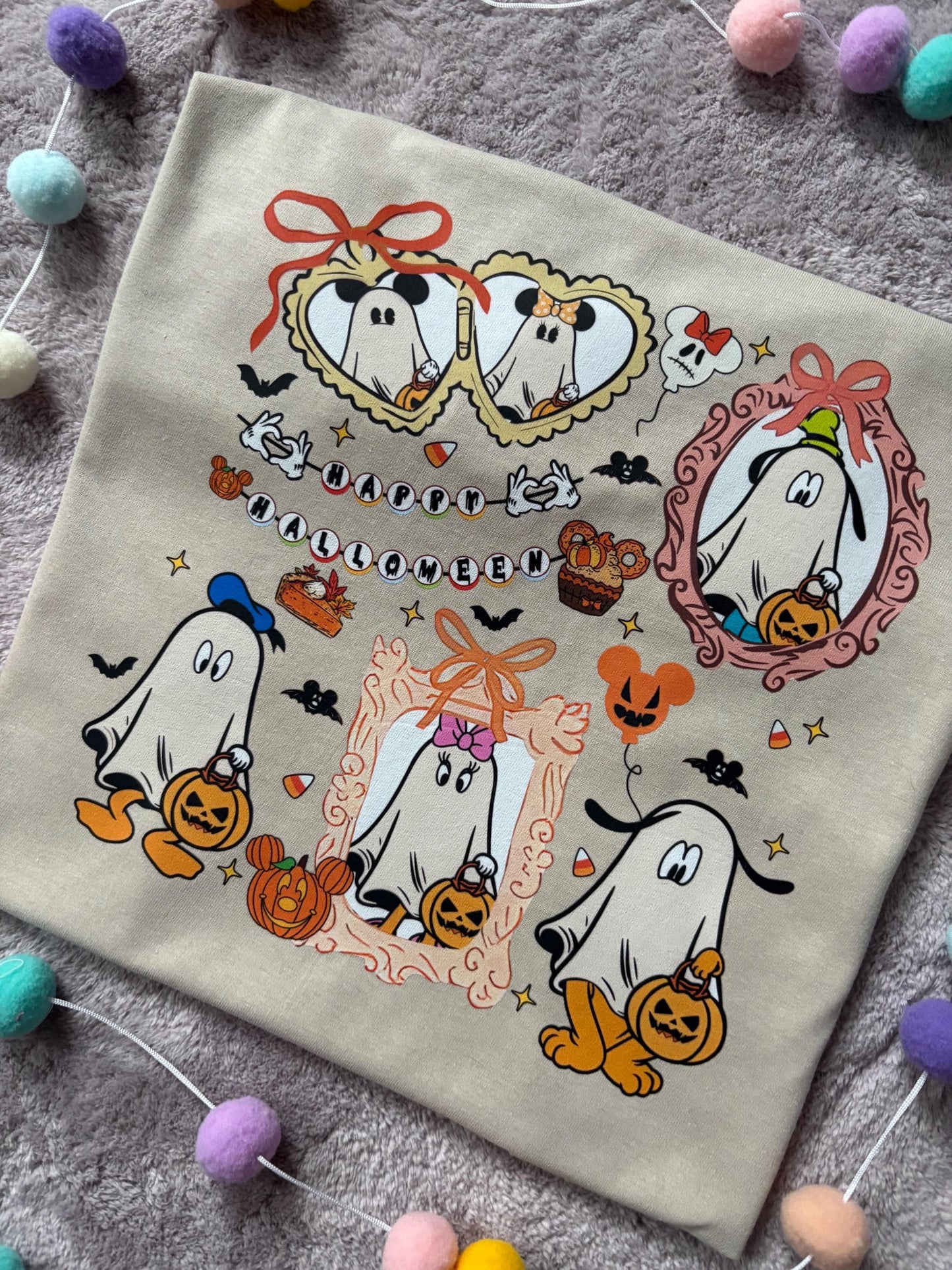 Ghost Mouse Inspired Printed Sand T-Shirt, Florida, Orlando, Halloween T-Shirts, Halloween Outfits - Adults & Kids Sizes - Cotton T-Shirt