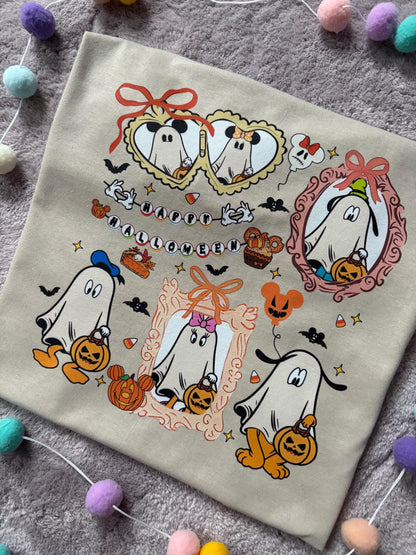 Ghost Mouse Inspired Printed Sand T-Shirt, Florida, Orlando, Halloween T-Shirts, Halloween Outfits - Adults & Kids Sizes - Cotton T-Shirt