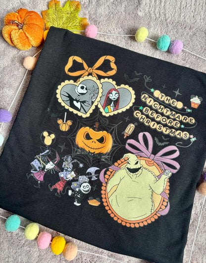 Skeleton Jack, Boogie Oogie, Printed Black T-Shirt, Halloween T-Shirt, Jack and Sally, Zero, NBC - Adults & Kids Sizes - Cotton T-Shirt