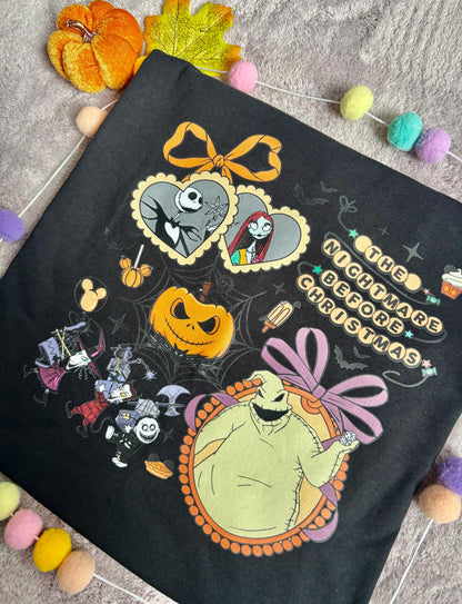 Skeleton Jack, Boogie Oogie, Printed Black T-Shirt, Halloween T-Shirt, Jack and Sally, Zero, NBC - Adults & Kids Sizes - Cotton T-Shirt