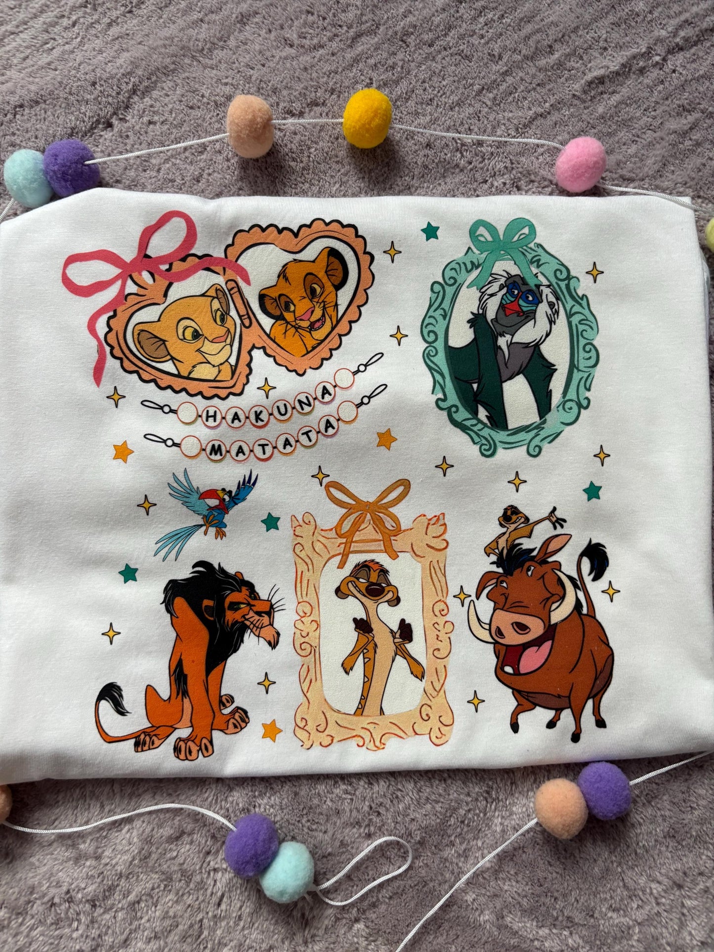 King Lion Inspired Printed White T-Shirt, Lions, Nala Simba, Mufasa, Inspired Character T-Shirts - Adults & Kids Sizes - Cotton T-Shirt