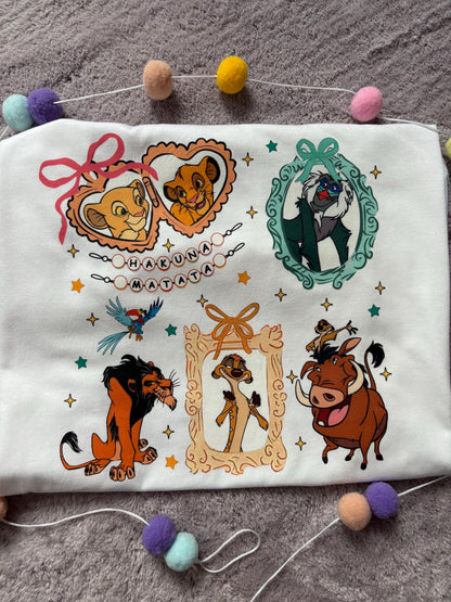 King Lion Inspired Printed White T-Shirt, Lions, Nala Simba, Mufasa, Inspired Character T-Shirts - Adults & Kids Sizes - Cotton T-Shirt