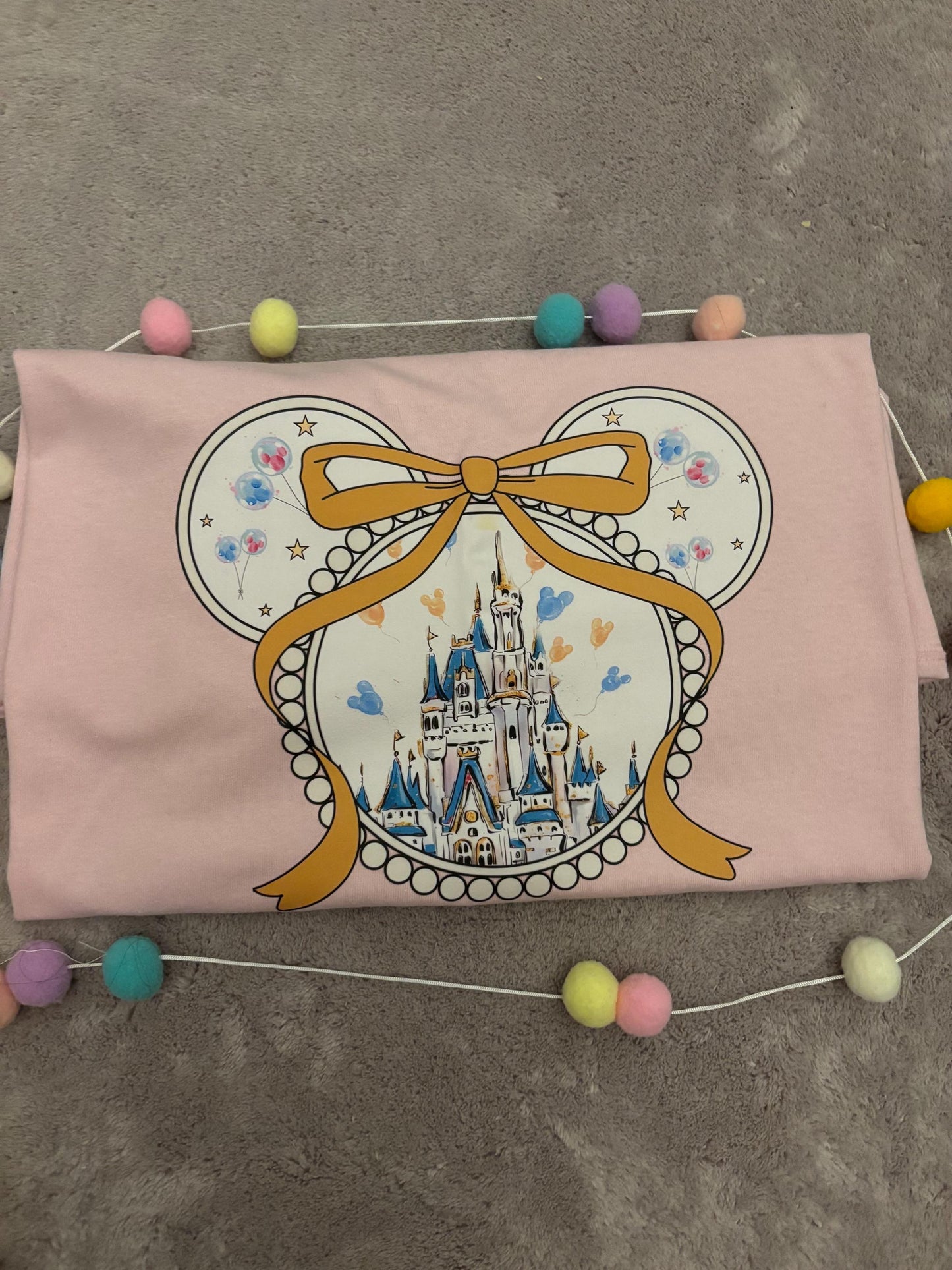 Magical Castle Bow Printed Pink T-Shirt, Florida, Orlando, Magical World - Adults & Kids Sizes