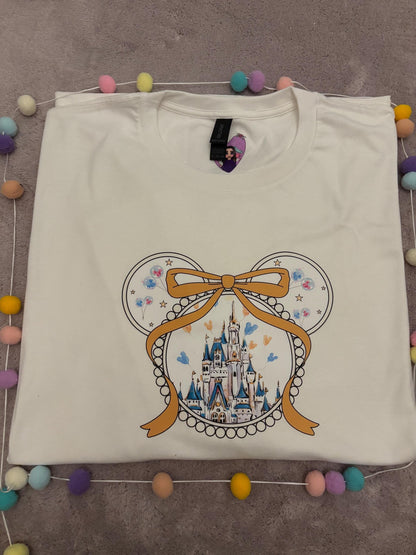 Magical Castle Bow Printed Pink T-Shirt, Florida, Orlando, Magical World - Adults & Kids Sizes