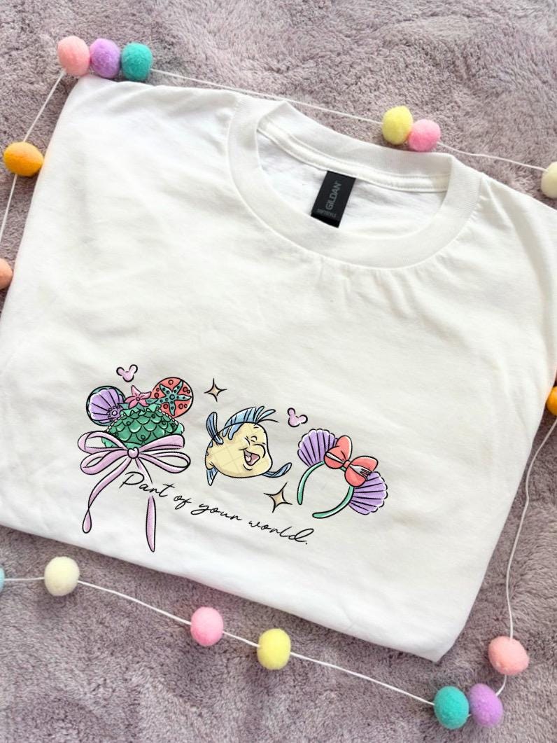 Mermaid Little Inspired Printed T-Shirt, Underwater, Little Mermaid, Ariel and Friends - Adults & Kids Sizes - Cotton T-Shirt